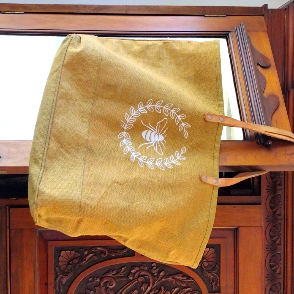Bee embroidered tote bag.